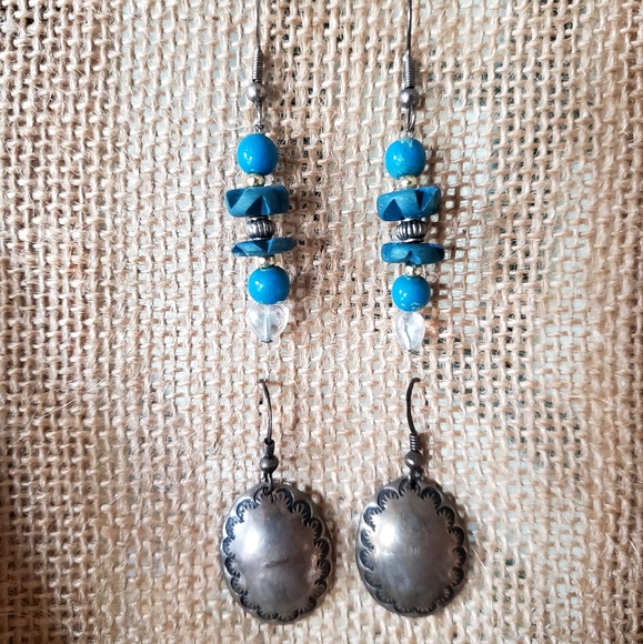 BOGO SALE Silver/ stone boho midi earings - Picture 4 of 4
